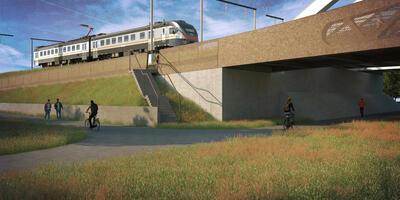 Renderbeeld nieuwe fietsbrug